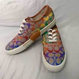 Coach Signature Women's Sneakers Size 7, Brown/Rainbow